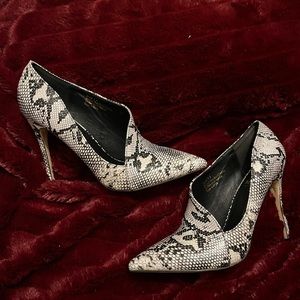 Black and white heels